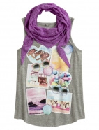 Graphic Tank With Scarf