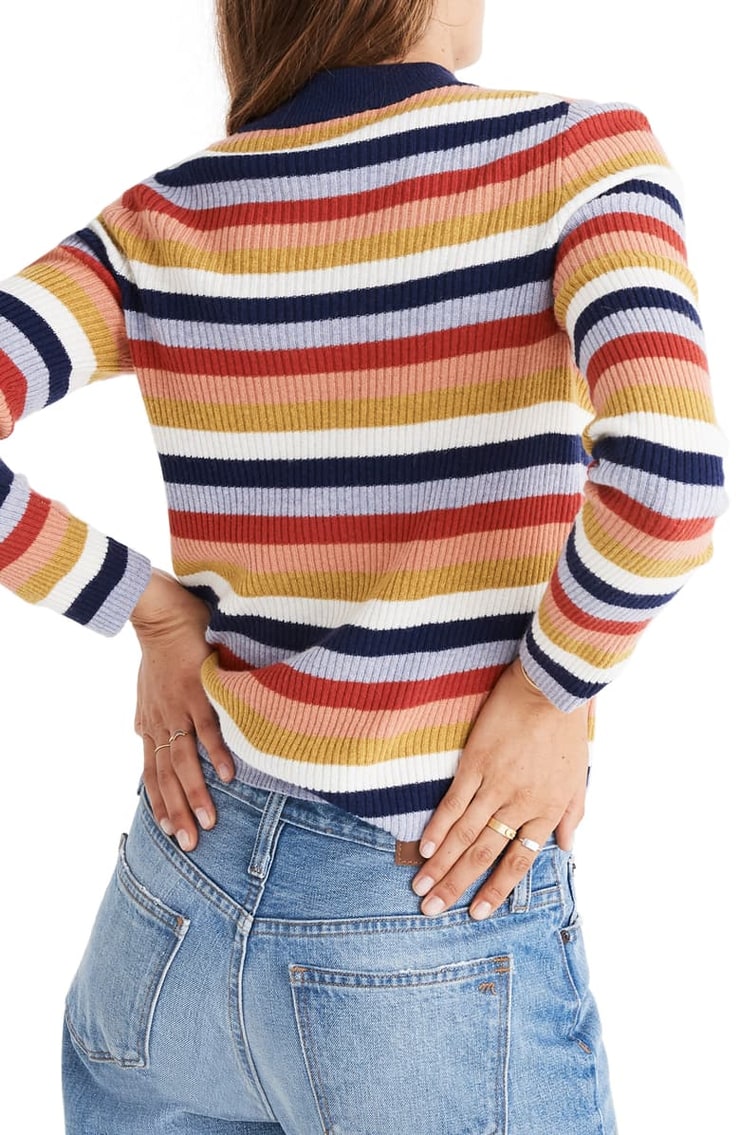 Madewell Stripe Mock Neck Pullover Sweater | Nordstrom