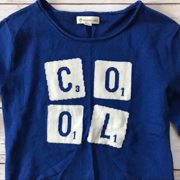 Tucker + Tate COOL letters sweater blue white 8
