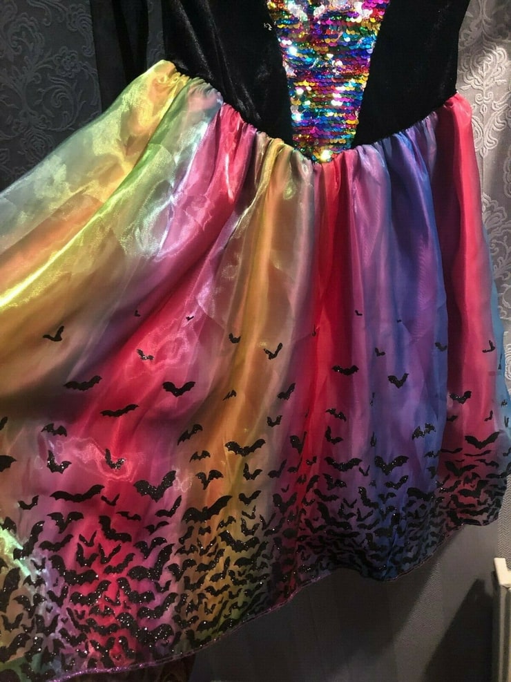 Girls Stunning Halloween Dress Up Witch Outfit Glitter Sparkles Rainbow NEW 9-10