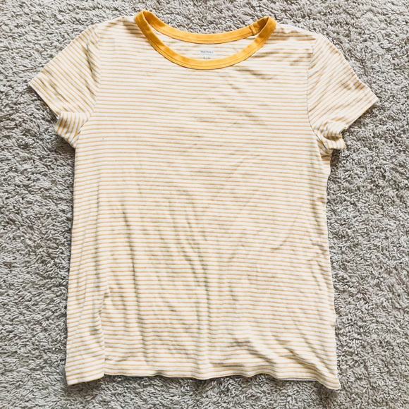 Old Navy Tops | Aesthetic Yellow Striped Tee | Poshmark