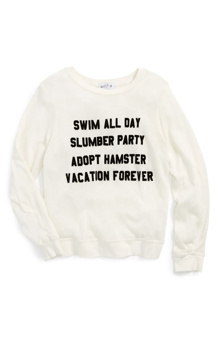 Wildfox 'Spring Break Tasks' Graphic Lightweight Sweater (Big Girls)