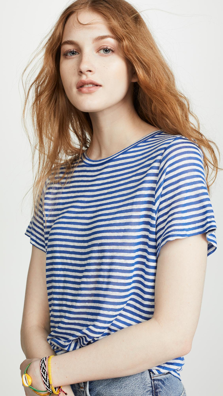 Enza Costa Slub Striped Tee