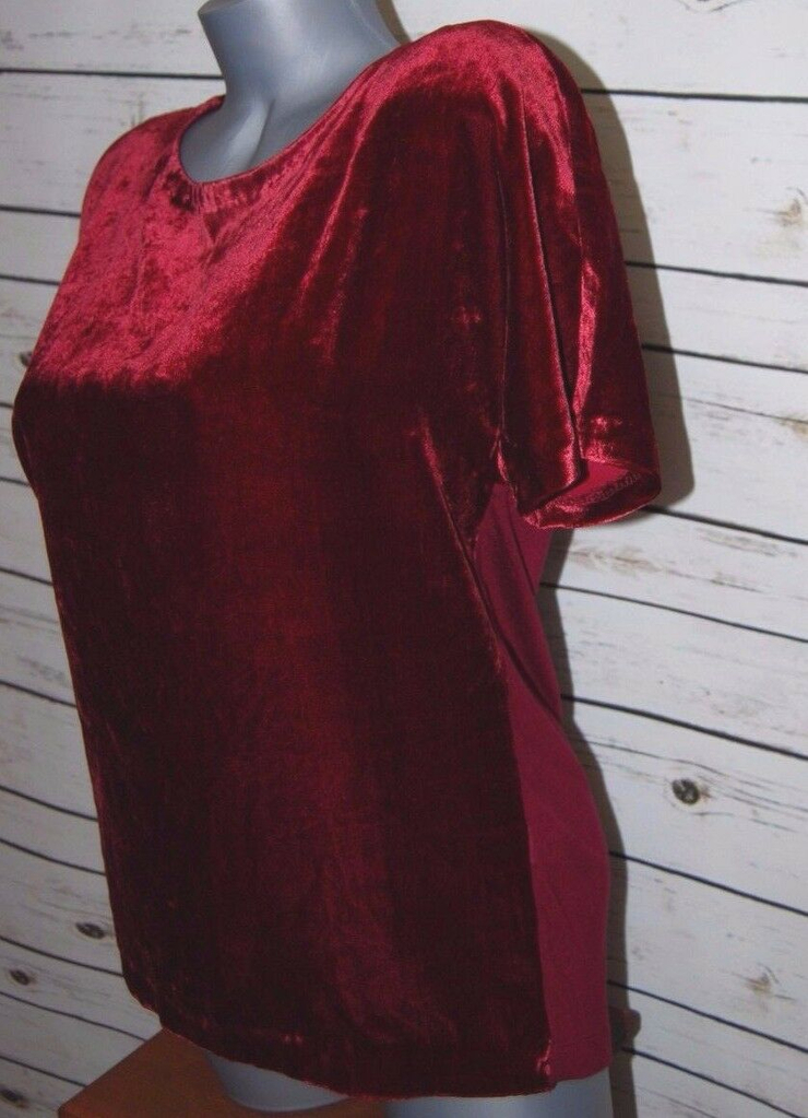 Lucky BRAND Womens Top Burgundy XS Contrast Wild Currant Zip Back Short Sleeve