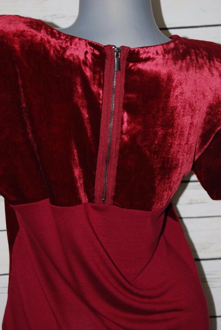 Lucky BRAND Womens Top Burgundy XS Contrast Wild Currant Zip Back Short Sleeve
