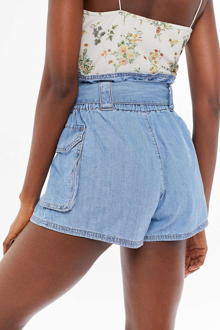 UO Fiona Denim Paperbag Short