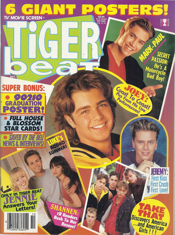 TV & Movie Screen Presents Inside Tiger Beat Magazine (October 1993 - Joey Lawrence, Mark-Paul Gosselaar, Luke Perry)