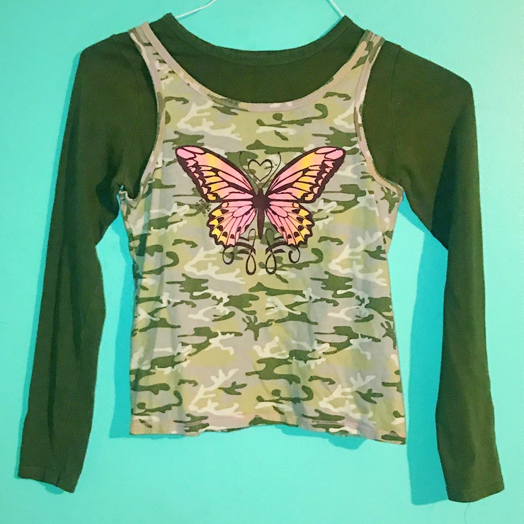 Y2K early 2000s Mudd Jeans camo 2-fer layered...