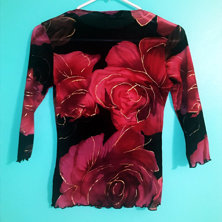 Y2k early 2000s unif style semi sheer rose top with...