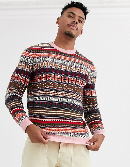 ASOS DESIGN lambswool fairisle sweater