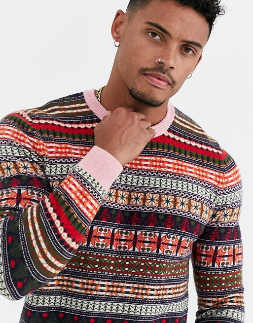 ASOS DESIGN lambswool fairisle sweater