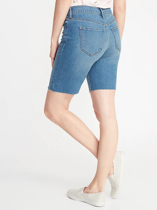 Slim Jean Cut-Off Bermuda Shorts for Women