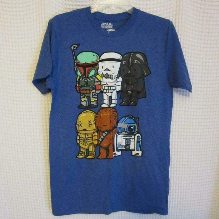 Star Wars T-Shirt FifthSun Vader Boba Fett Chewy R2D2 C3PO Graphic Tee - Size: M