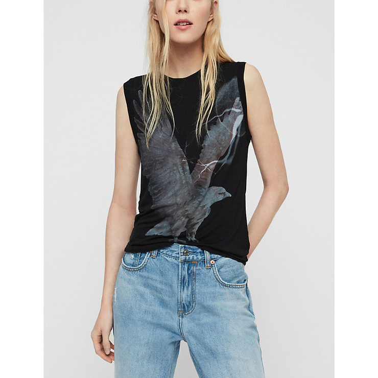 Imogen Eagle-print Cotton-jersey Tank Top In Black