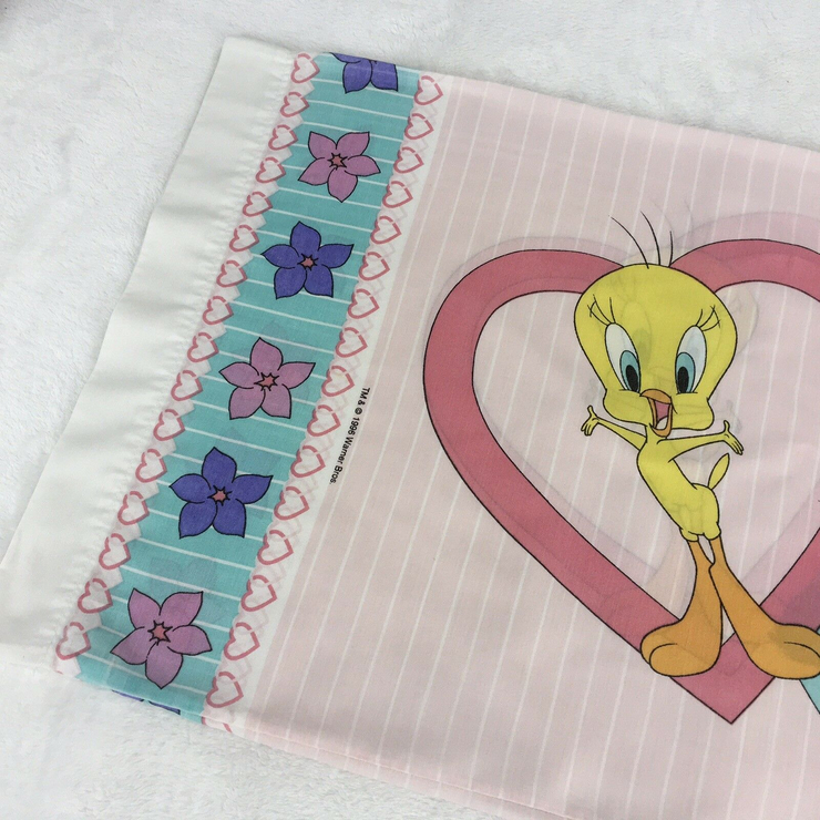 Warner Bros Vintage Pillowcase Tweety Bugs Bunny Sylvester Cat 1996 Looney Tunes