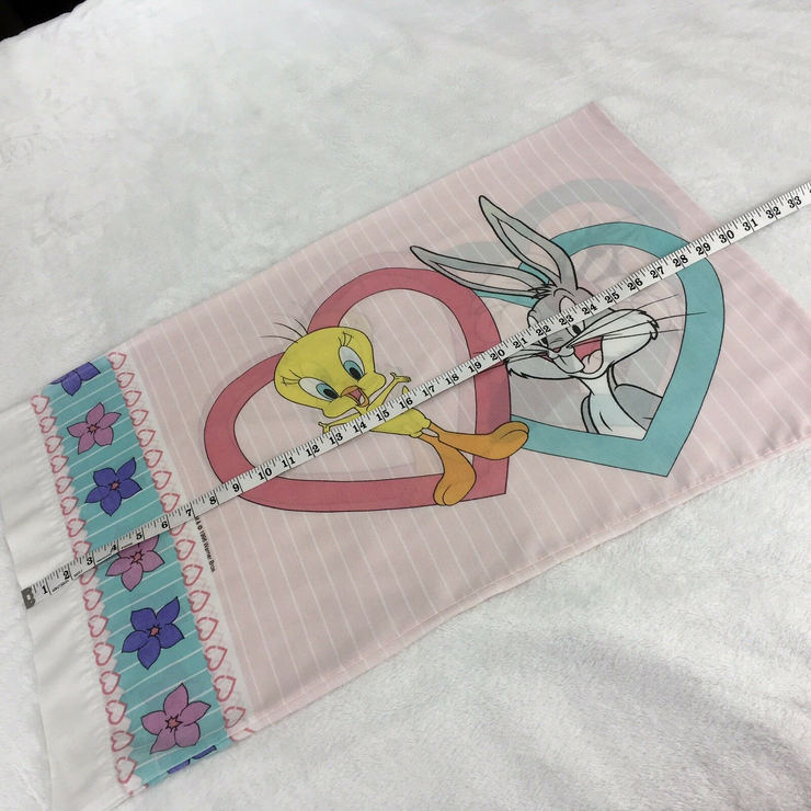 Warner Bros Vintage Pillowcase Tweety Bugs Bunny Sylvester Cat 1996 Looney Tunes