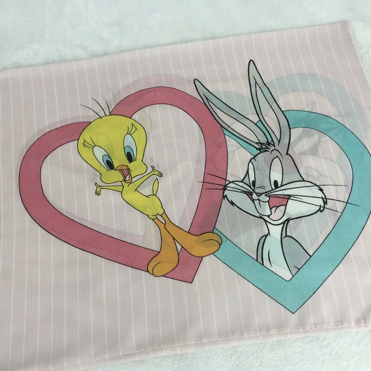 Warner Bros Vintage Pillowcase Tweety Bugs Bunny Sylvester Cat 1996 Looney Tunes