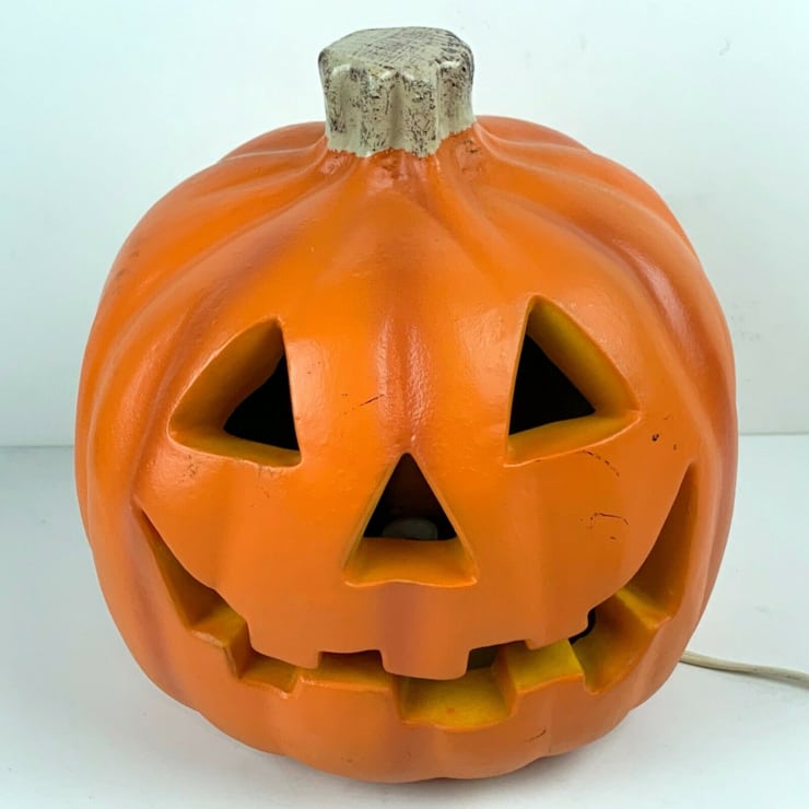 Vintage 1998 Halloween Lighted Pumpkin Jack O Lantern Foam Blow Mold