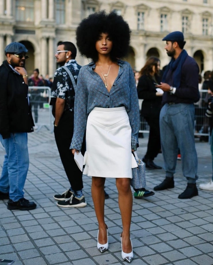 Street style, Sharon Alexie arriving at Louis Vuitton Fall-Winter