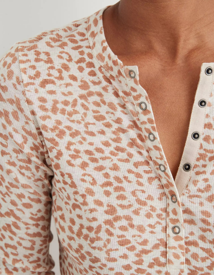 Aerie Ribbed Long Sleeve Henley T-Shirt