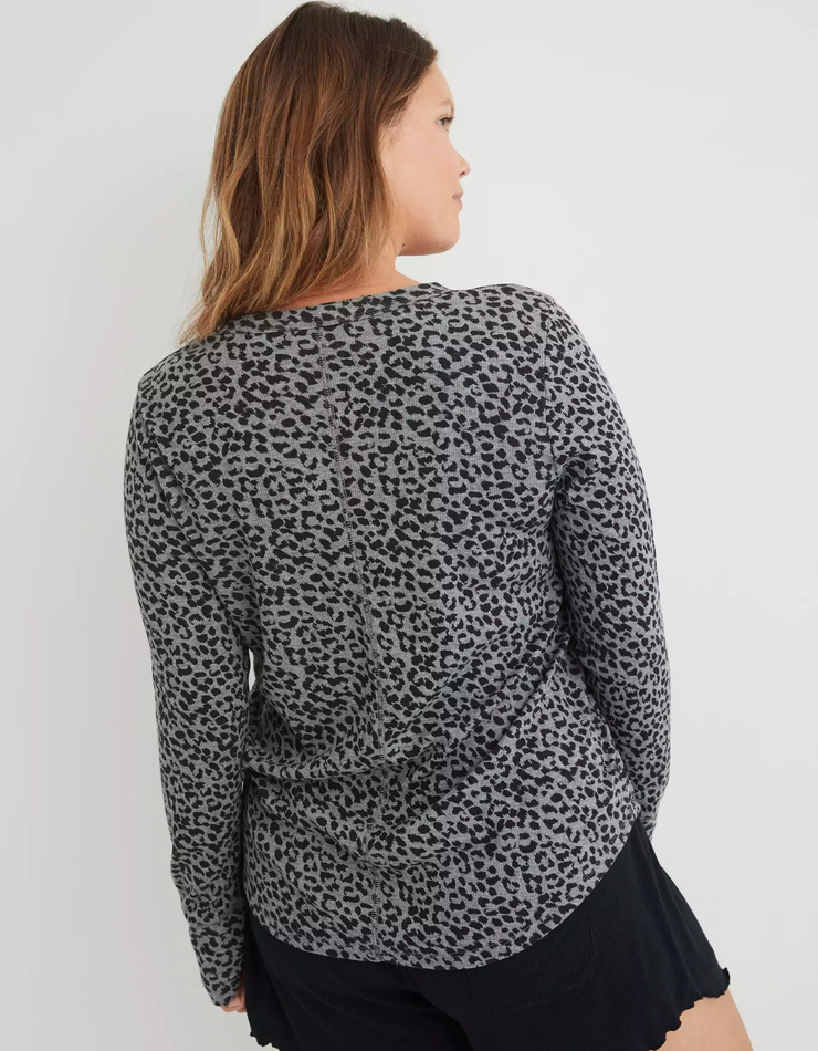 Aerie Ribbed Long Sleeve Henley T-Shirt