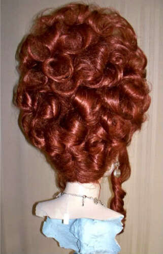 Drag Queen Wig Tall Auburn Red Up Do French Twist Curls Tendrils No Bangs