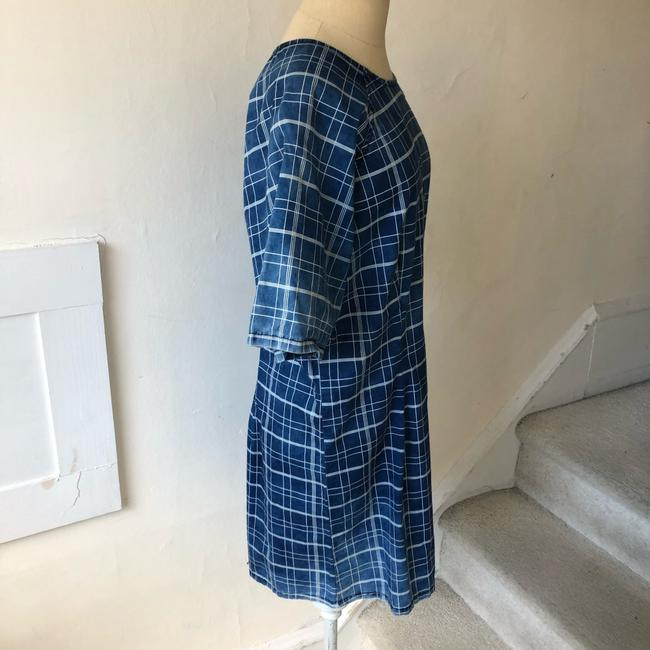 Topshop Blue and White Moto Sleeve Geometric Euc Short Casual Dress Size 12