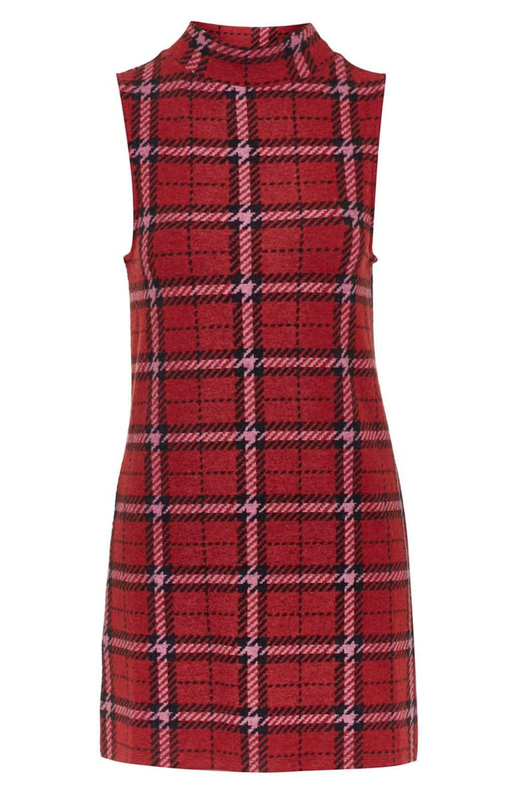 Topshop Plaid Funnel Neck Tunic Dress | Nordstrom