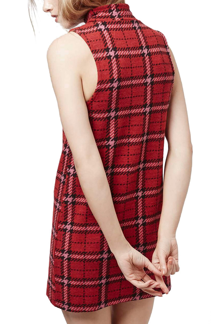 Topshop Plaid Funnel Neck Tunic Dress | Nordstrom