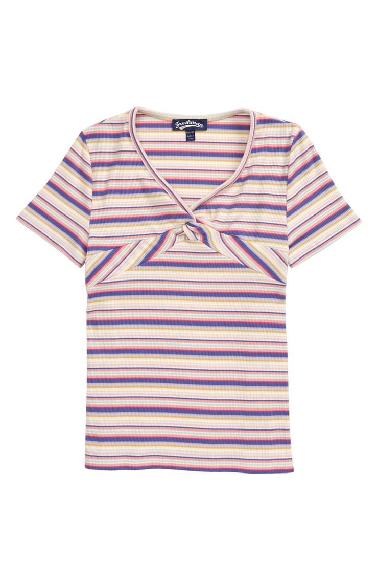 Freshman Stripe Rib Twist T-Shirt (Big Girl) | Nordstrom