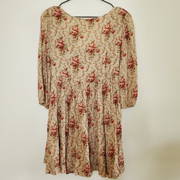 Denim & Supply Floral Rose Baby Doll Mini Dress
