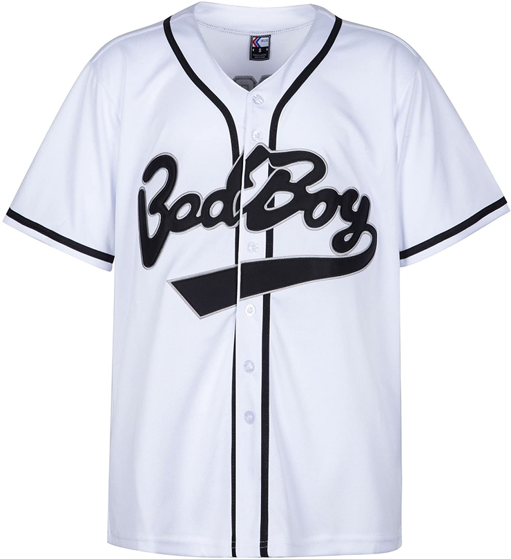 MOLPE Badboy #10 Biggie Baseball Jersey S-XXXL White, 90S Hip Hop Clothing for Party, Stitched Letters and Numbers