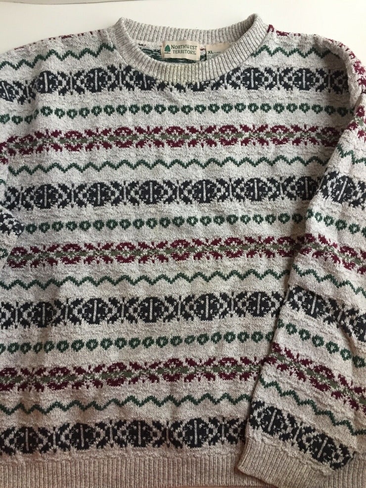 Vintage Northwest Territory 90s Cotton Cable Knit Multi Color Winter Sweater XL