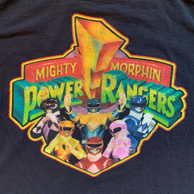 Vintage 90's Mighty Morphin Power Rangers Black T Shirt Size Med Retro
