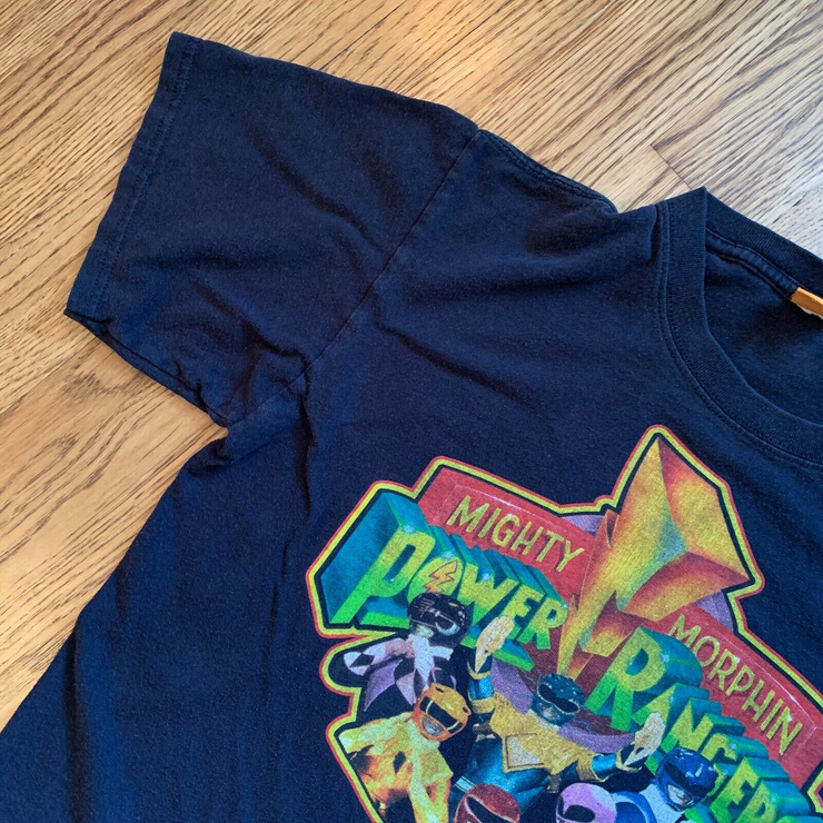 Vintage 90's Mighty Morphin Power Rangers Black T Shirt Size Med Retro