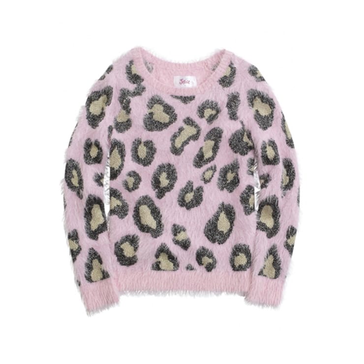 Justice Girls Fuzzy Print Knit Sweater
