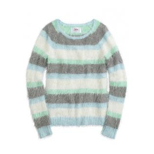 Justice Girls Fuzzy Stripe Pullover Sweater