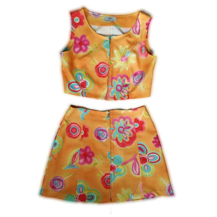 Adorable summer two piece with floral candy print....