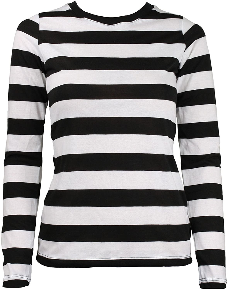Largemouth Women's Long Sleeve Striped Shirt Black/White