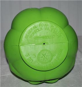 Vintage General Foam Plastics Green Pumpkin Jack O Lantern Halloween Candy Pail