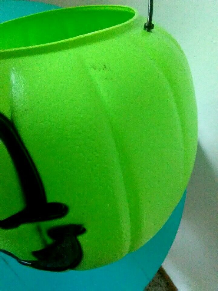 General Foam Plastics Green Pumpkin Pail Bucket Blowmold USA Halloween VINTAGE
