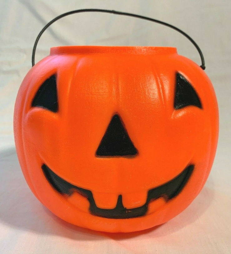 Halloween Blow Mold JOL Pumpkin Candy Pail Bucket Vintage