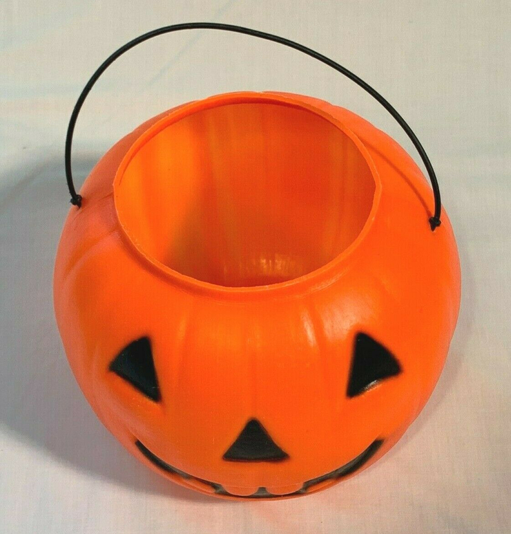 Halloween Blow Mold JOL Pumpkin Candy Pail Bucket Vintage