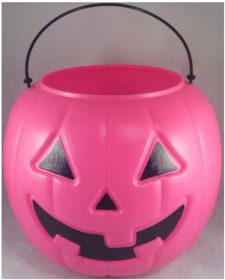 Halloween Pumpkin Jack O Lantern Candy Bucket (Pink)