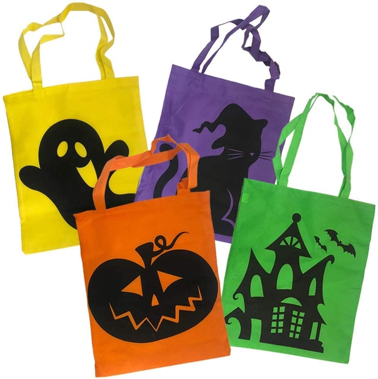 Picture of ArtCreativity Halloween Tote Bags, Set of 12, Durable Canvas ...