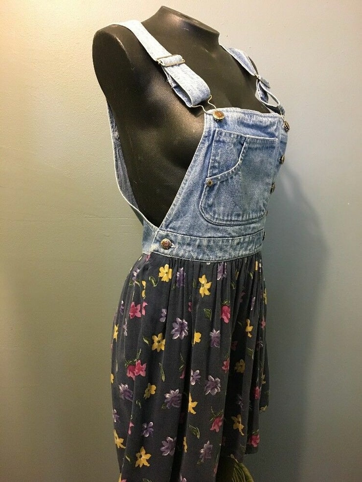 Picture of Vtg 80s 90s BonJour Ladies Denim Overalls Rayon Skirt Shorts ...