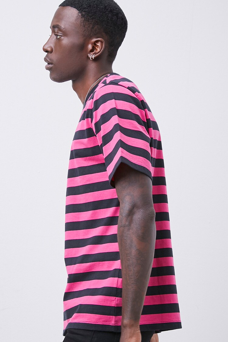 Verified Embroidered Graphic Striped Tee