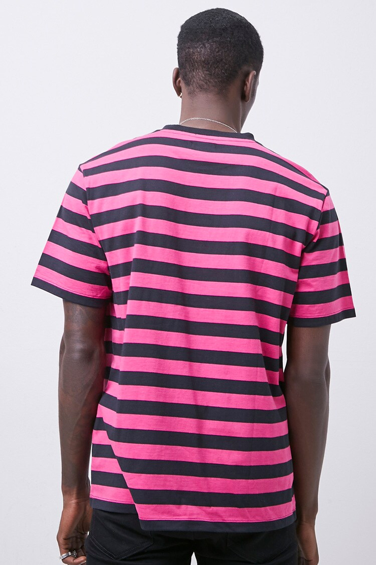 Verified Embroidered Graphic Striped Tee