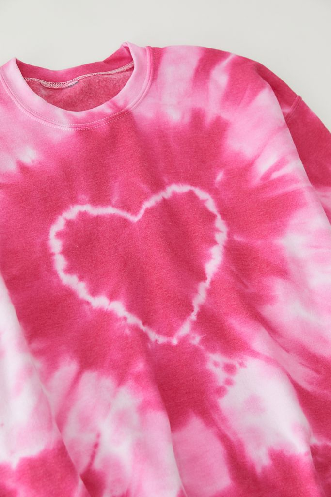 Urban Renewal Recycled Heart Tie-Dye Crew Neck Sweatshirt | Urban Outfitters
