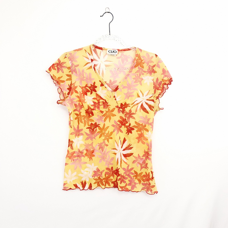 Wow amazing vintage 90s sheer / mesh colorful top!!!...